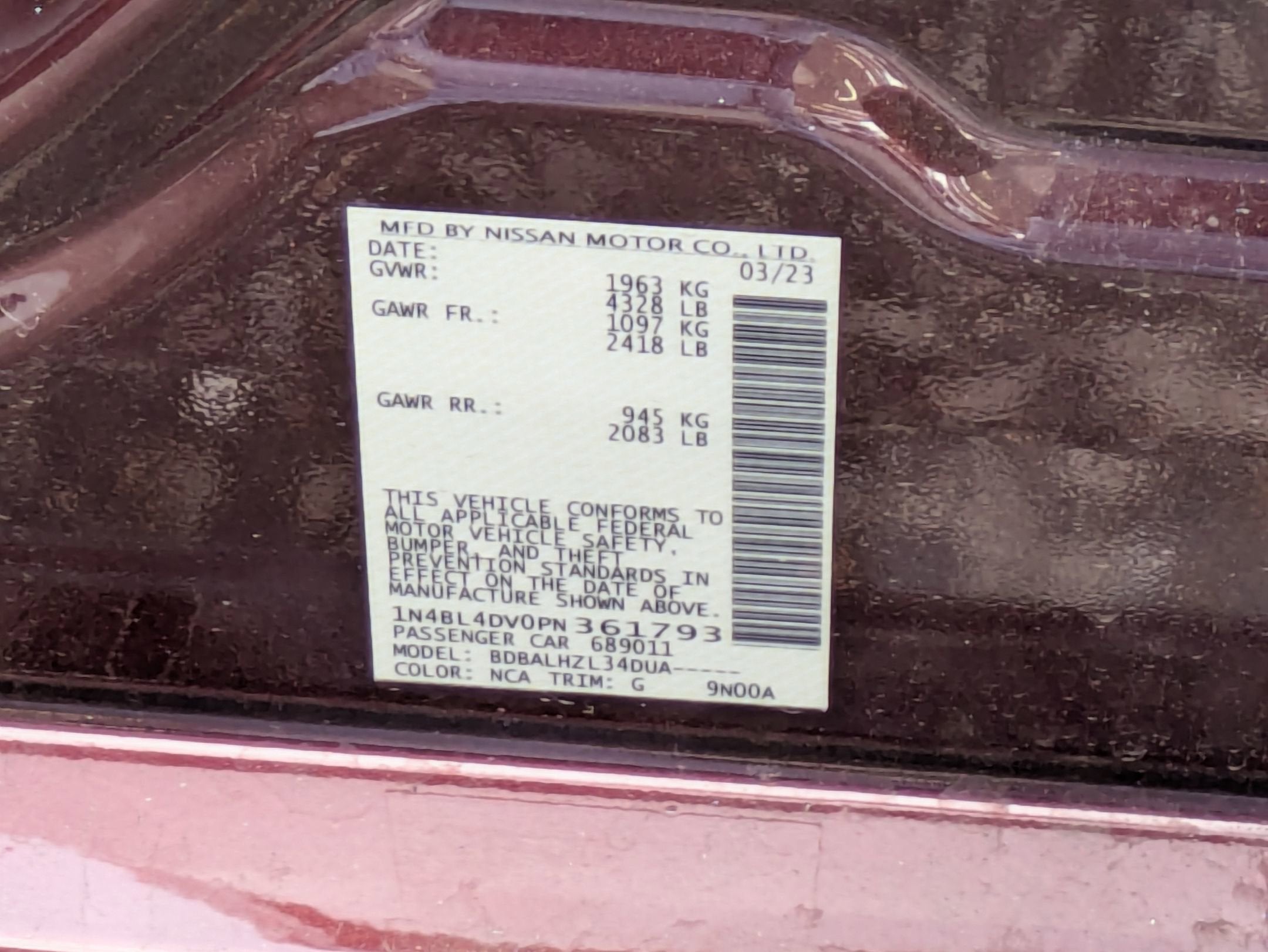 2023 Nissan Altima 2.5 SV