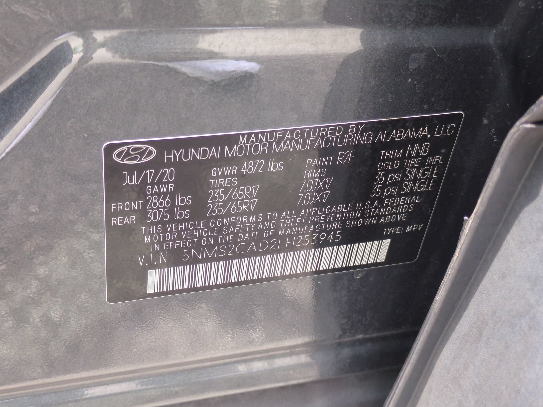 2020 Hyundai Santa Fe SE