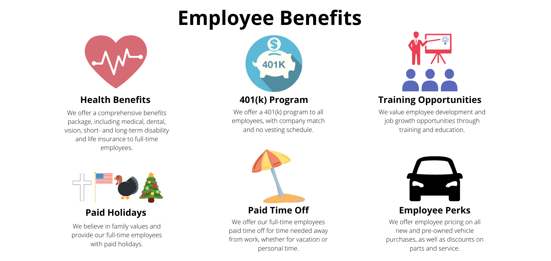 Employee Benefits  Crossroads Ford of Wake Forest